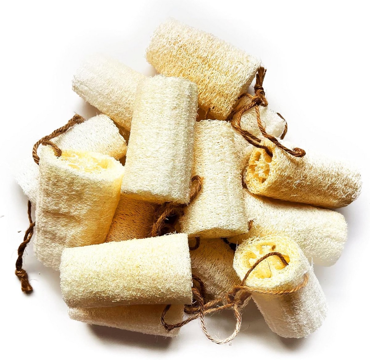 12x Natuurlijke Loofah Sponzen (10cm) - Exfoliërende Douche & Bad Scrubber