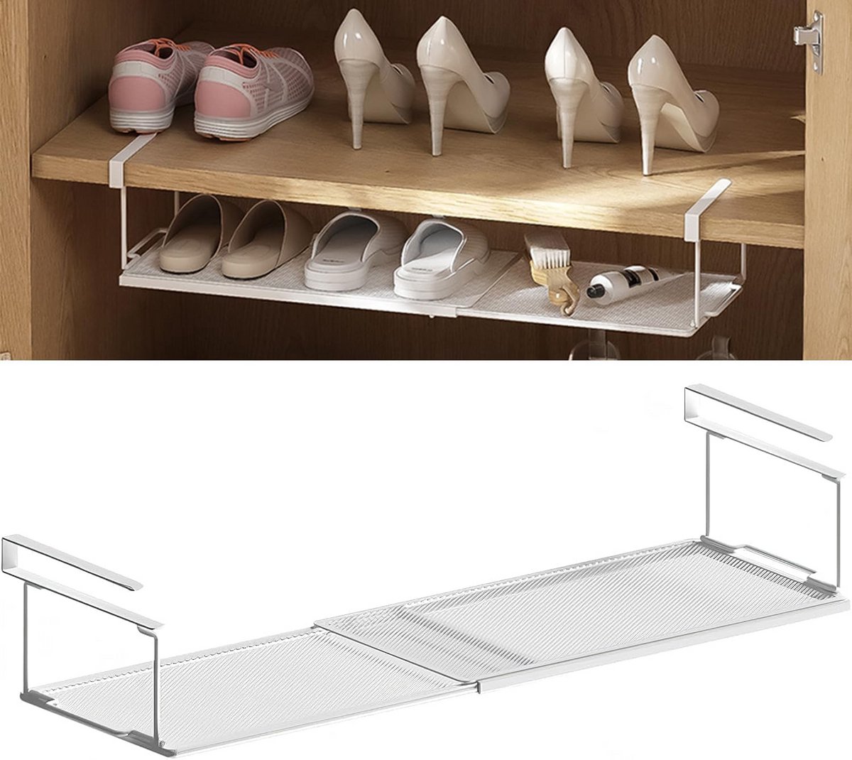 Verstelbare Metalen Onderrek Organizer voor Kasten en Planken