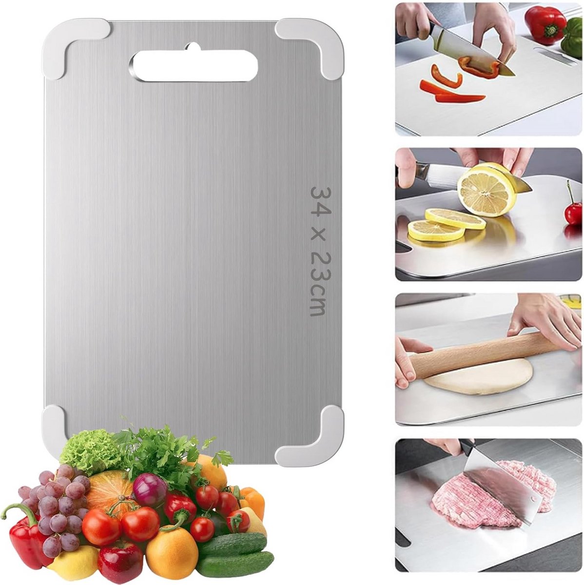 RVS Snijplank Dubbelzijdig XL - Hygiënisch & BPA-vrij Keukenaccessoire