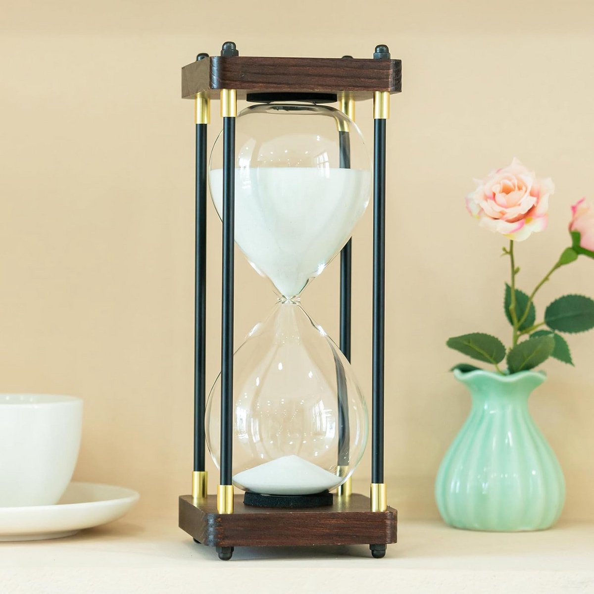 Grote Houten Zandloper 60 Minuten Timer - Decoratie voor Huis en Kantoor