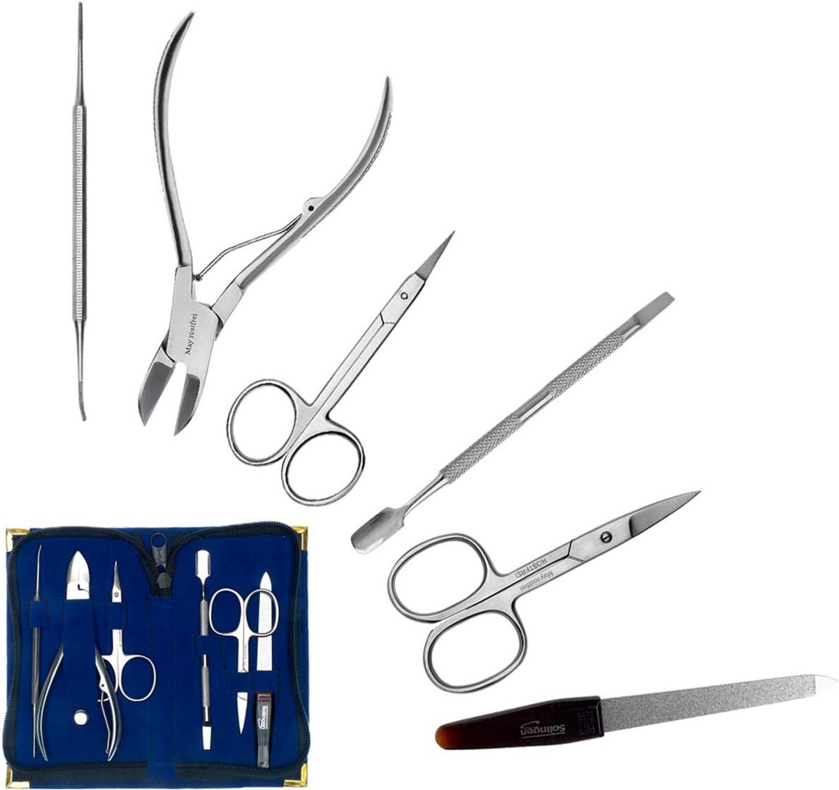 Manicure & Pedicure Set 6-Delig met Etui voor Nagelverzorging