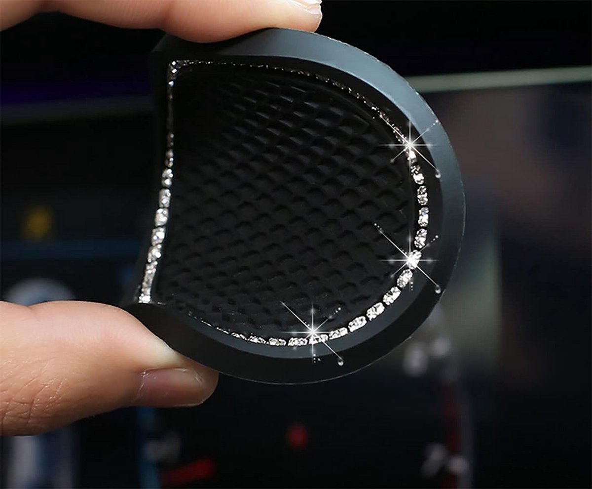 4x Universele Antislip Siliconen Auto Onderzetters met Kristallen Strass