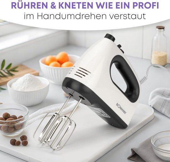 Krachtige elektrische handmixer met 5 snelheden en turboknop, RVS gardes van Merkloos — afbeelding 2