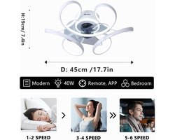 Moderne Plafondventilator 45cm met Dimbaar LED Licht - Goud Afwerking - 6 Snelheden & Zomer/Winter Stand