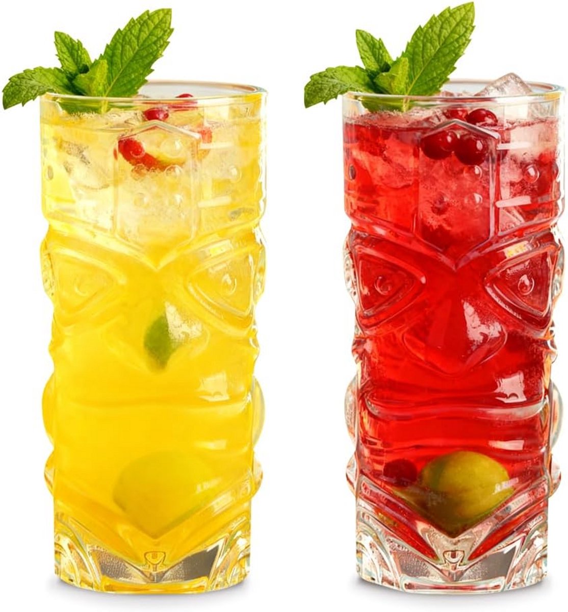 Set van 2 Exotische Tiki Cocktailglazen met Rietjes, 420 ml
