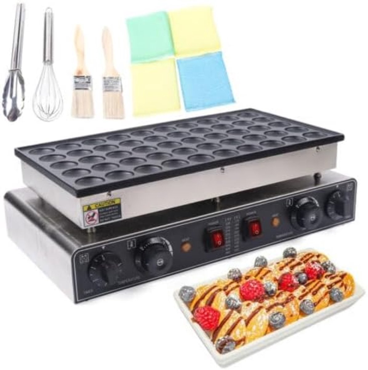 Poffertjespan voor inductie - 1700W capaciteit voor 50 mini pannenkoeken