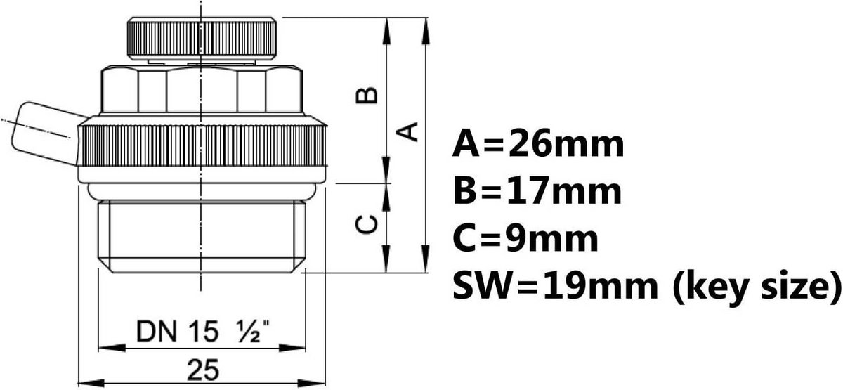 1/2" BSP Automatische Ontluchter voor Radiator met Zelfsluitende Functie