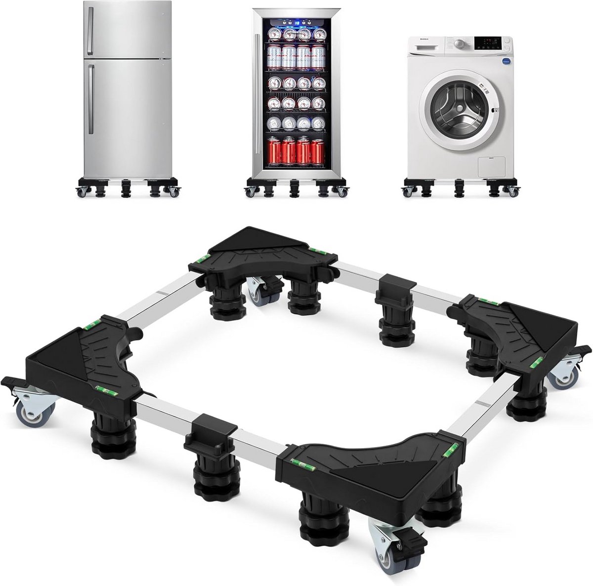 Verstelbare Onderstel voor Wasmachine en Droger - Mobiele Trolley met 4 Wielen en 10 Voeten voor Zware Apparaten
