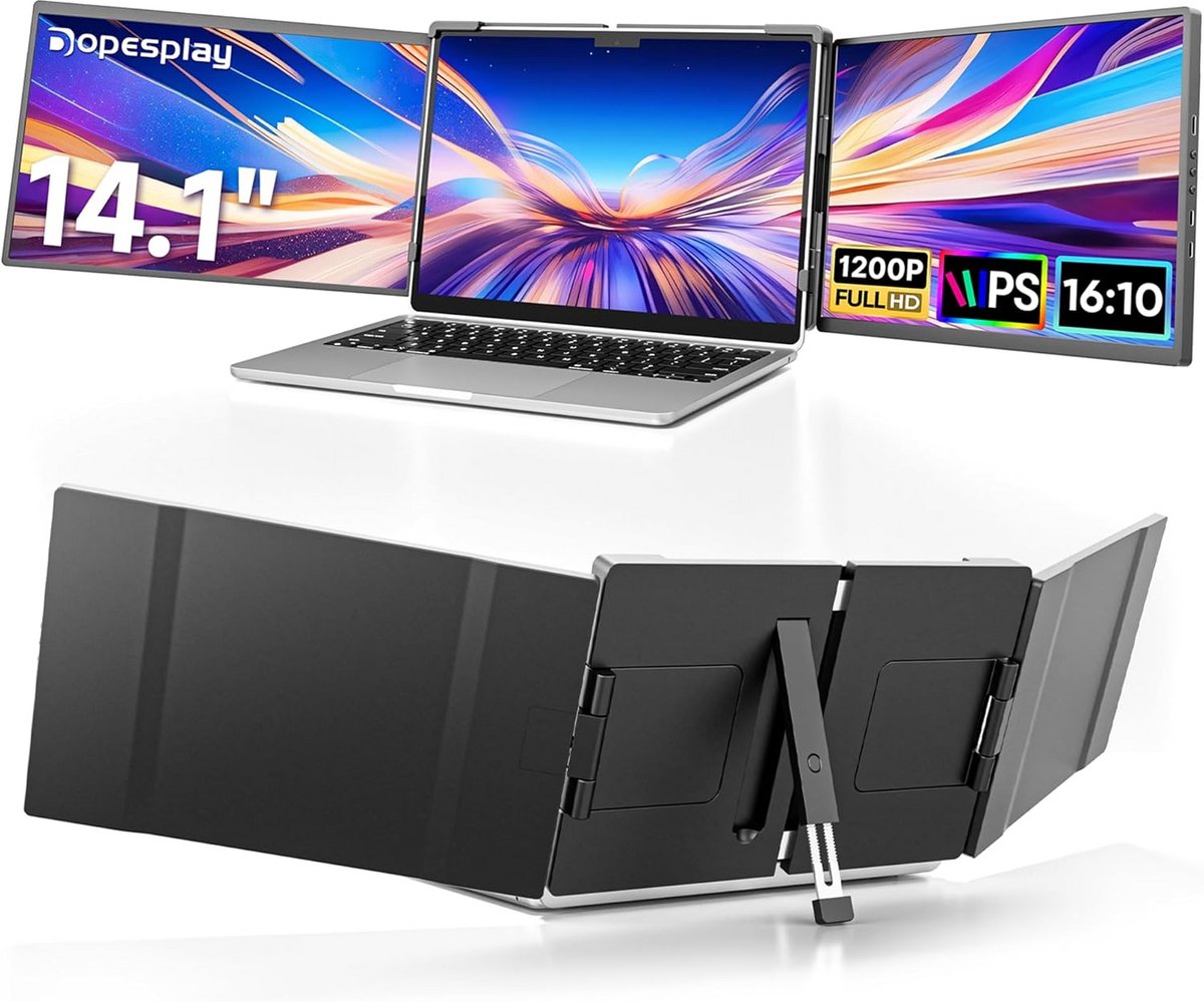 14.1 inch Draagbare Drievoudige Monitor Uitbreiding IPS FHD 1200P Plug & Play Scherm voor Laptops