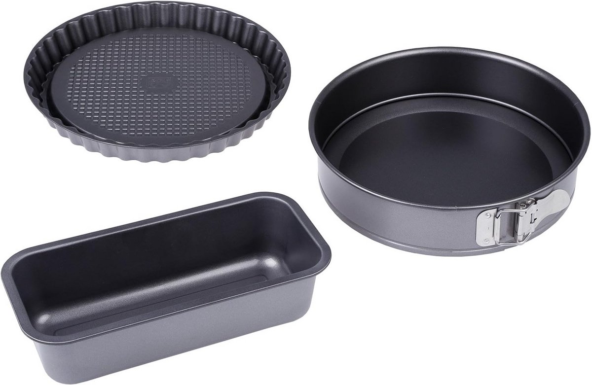 Set van 3 Antraciet Bakvormen Roestvrij Staal 28x28x7 cm