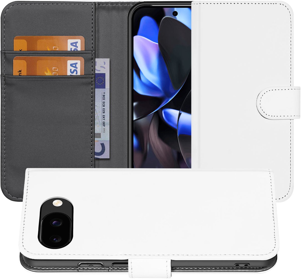 Google Pixel 9a Book Case Wit met Pasjeshouder Bescherming en Stijl