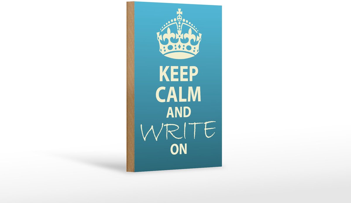 Holzschild Spruch 12x18cm Keep Calm and write on