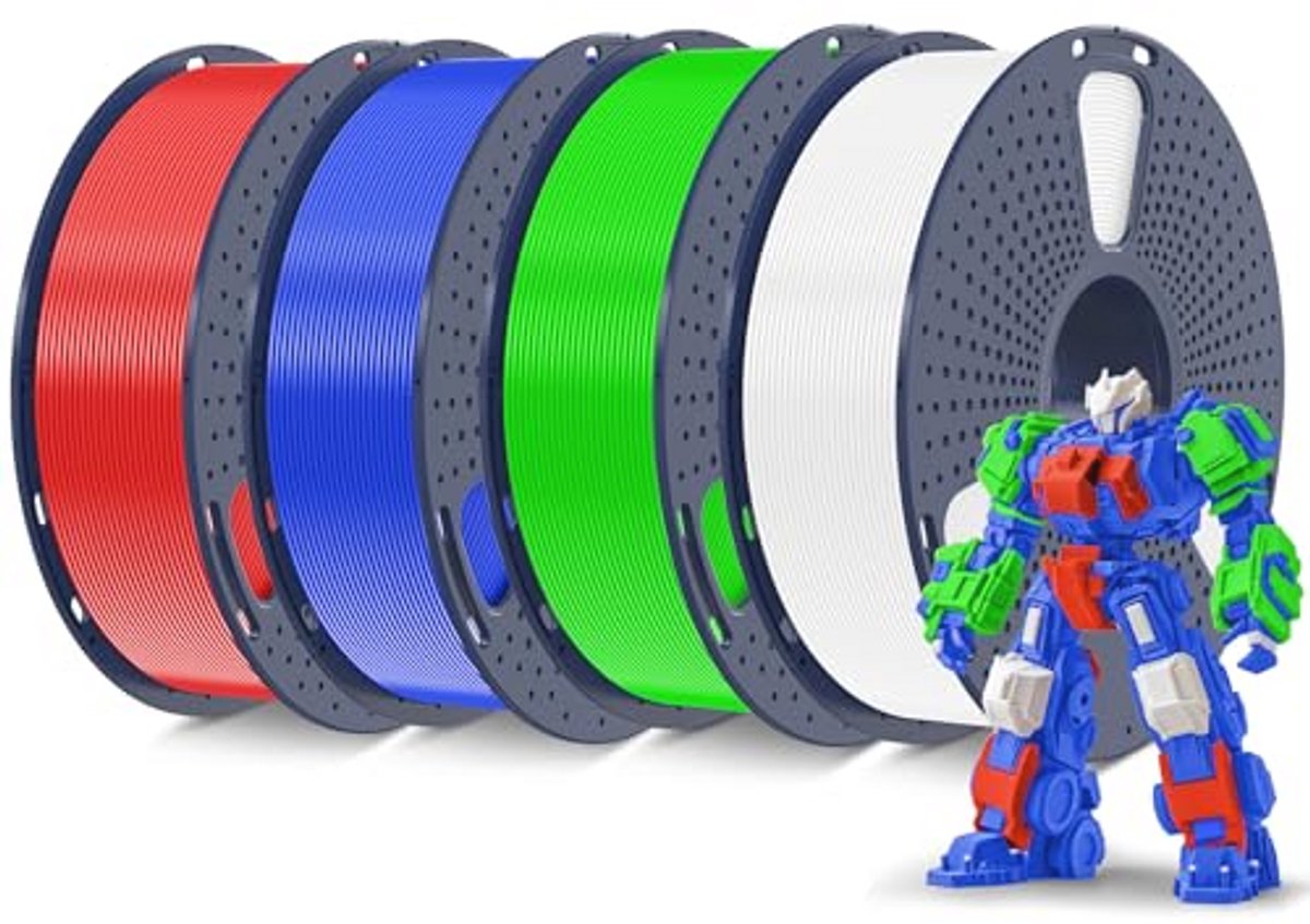 4KG 3D-printer filament PLA Plus 1,75 mm - 4 kleuren (wit, rood, groen, blauw)