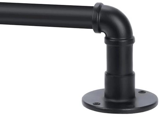 Gordijnroede, industriële gordijnroede, uittrekbaar, voor ramen 80-218 cm, ruimteverdeler, zwart