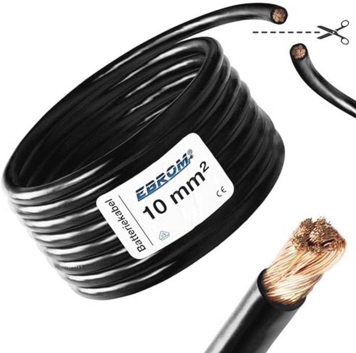 Zwarte Batterijkabel H07V-K - Keuze uit 10 tot 50 mm² - 99,9% OFC Koper per Meter