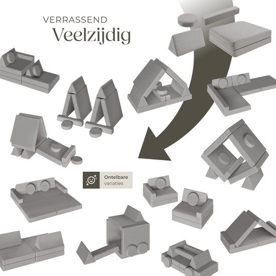 tectake® Banc de Jeu Lilly - Canapé Enfant, Meubles Modulaires pour Tout-Petits - Chaise Haute, Fauteuil Enfant, Canapé de Play , Siège Enfant, Banc - Jouets Montessori, Canapé Enfant, Canapé Lit - 120cm - gris