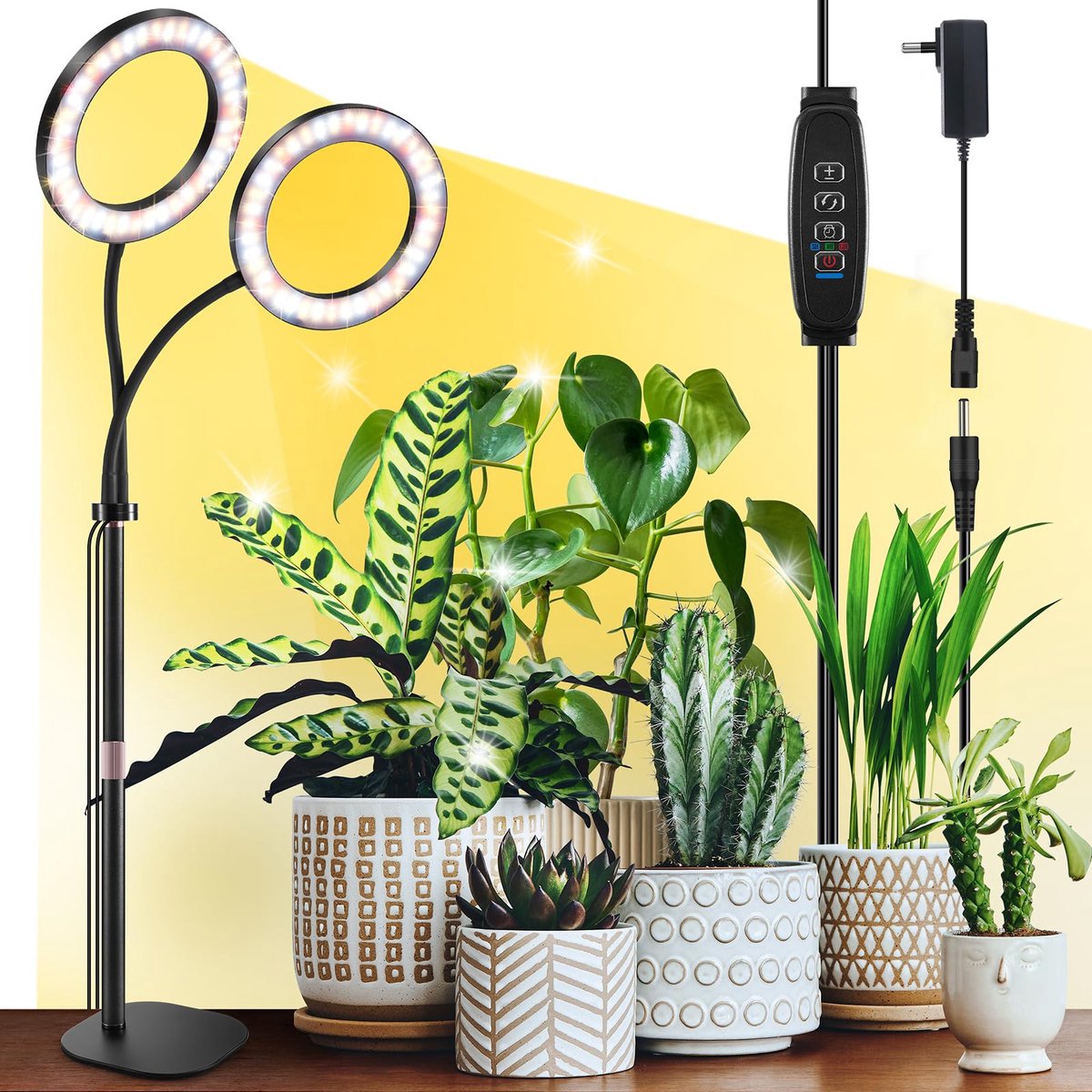 Ibenzoa® Dubbele LED Kweeklamp met Flexibele Armen en Timer voor Binnenplanten