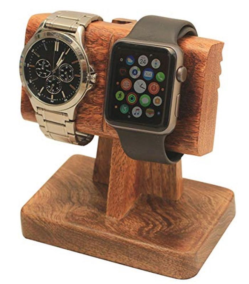2 in 1 Horloge Stand en Nachtkastje Organizer van Mango Hout