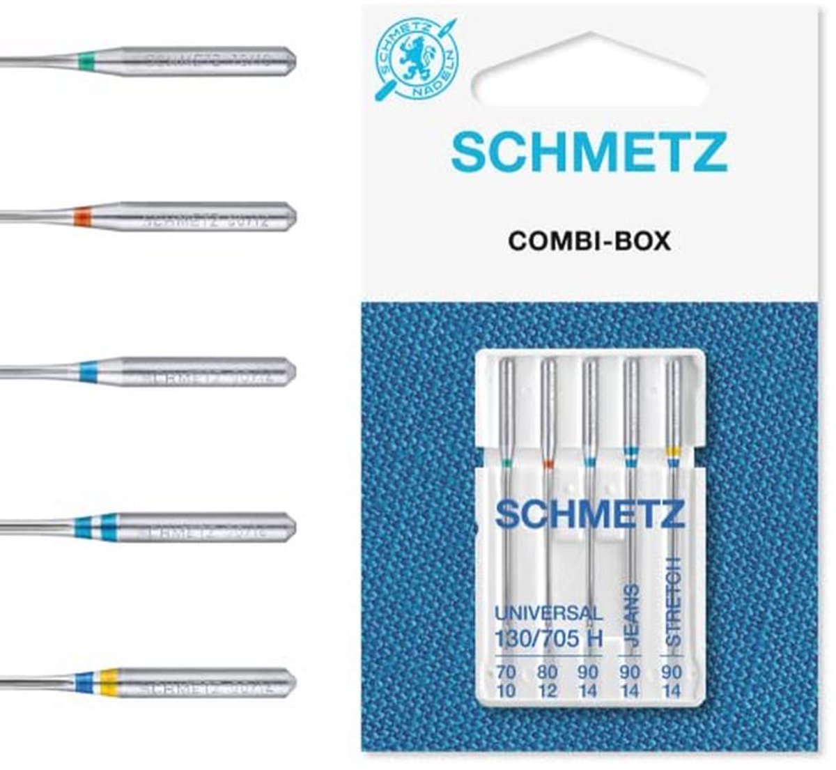 Assortiment Naaimachine Naalden: Universeel, Denim en Stretch - 5 Stuks