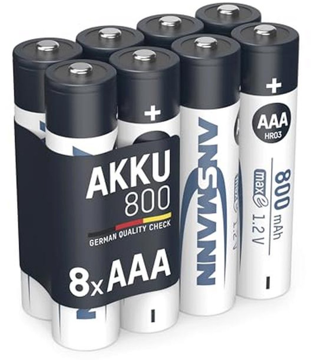 Oplaadbare AAA Accu 800 mAh NiMH 1,2 V (8 stuks) - Ideaal voor Langdurig Gebruik