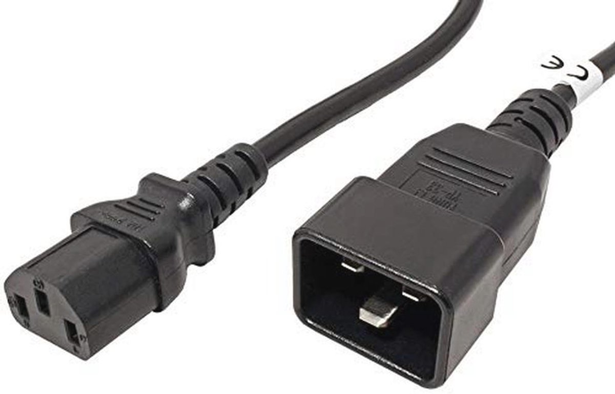 Voedingsadapterkabel IEC 320 | C13 naar C20 | 2m Stroomkabel voor 230V 10A | Zwart
