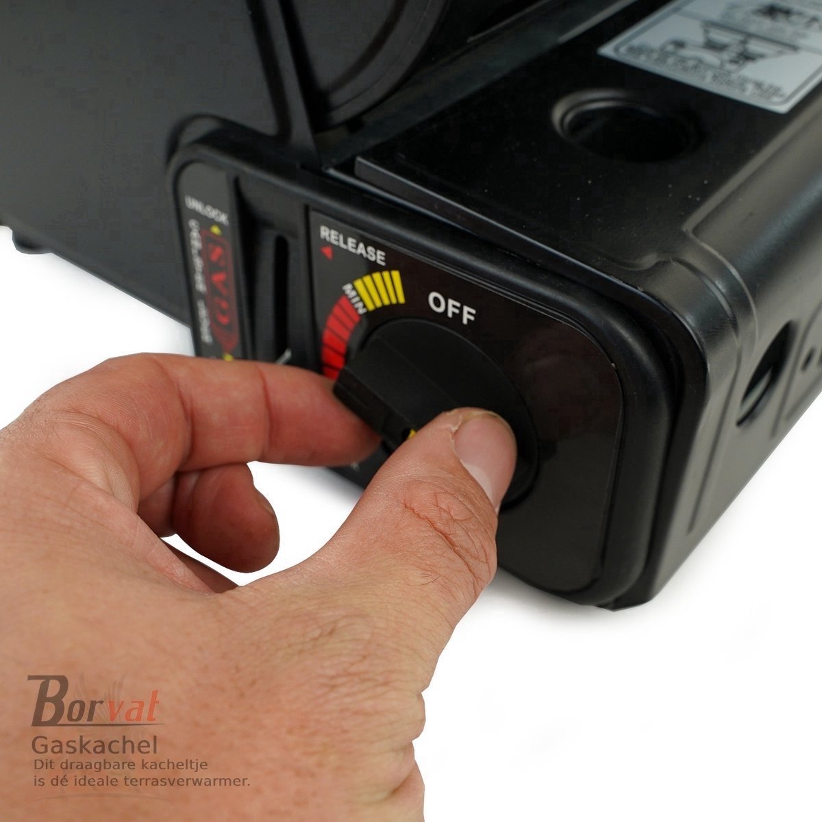 Borvat® Kamping Gaskachel - Heater - Kachel - Terrasverwarmer - Camping gaskachel - Buitenkachel - Gas Heater - Verstelbaar - Draagbaar - Zwart – foto 4