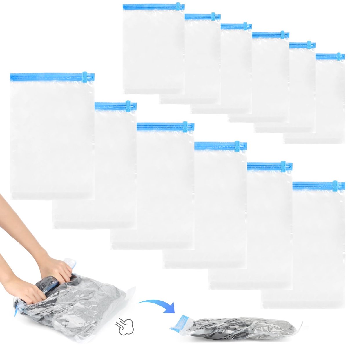 Unyqoos® Set van 12 herbruikbare vacuümzakken voor ruimtebesparing bij kledingopslag