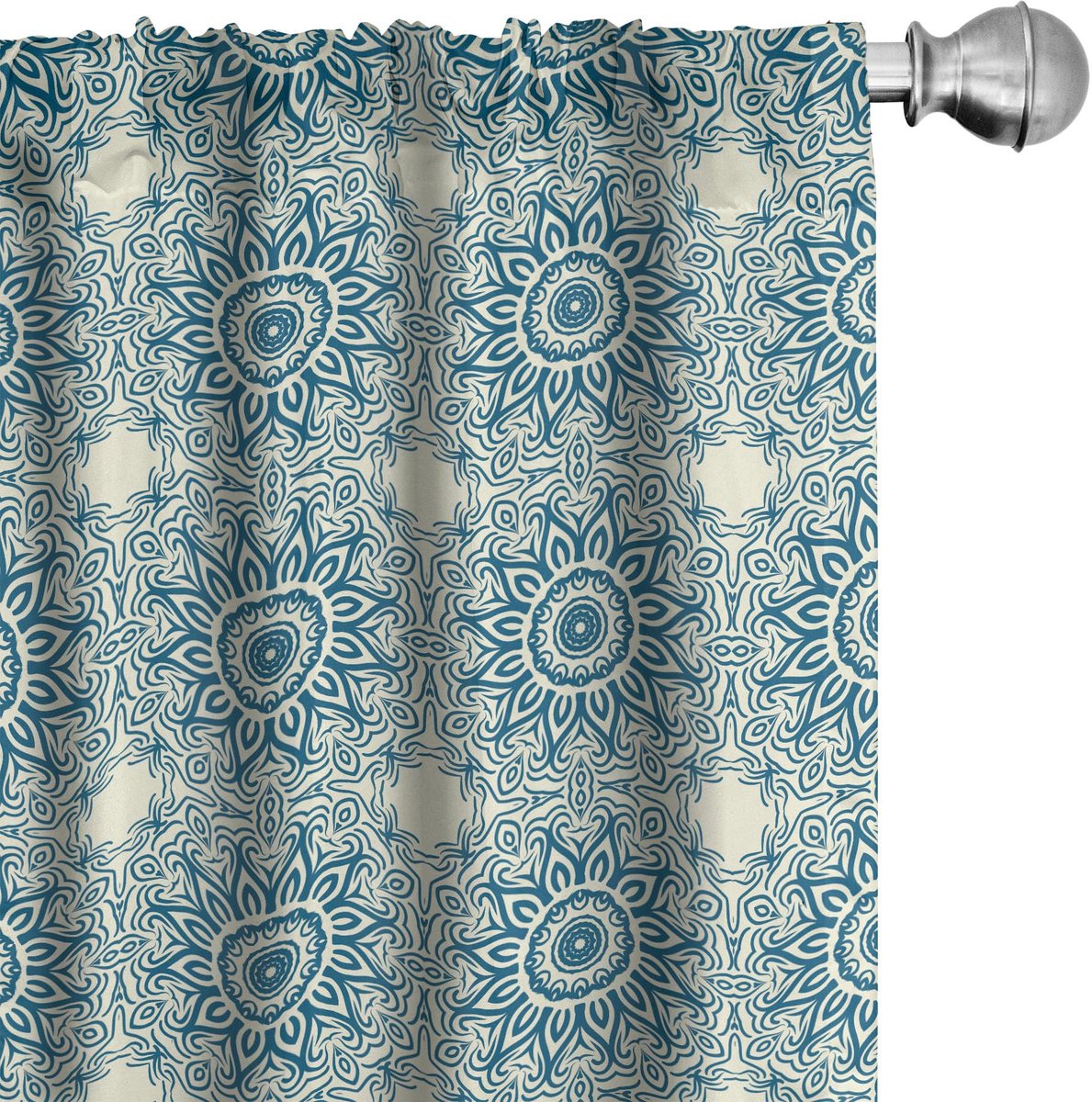 ABAKUHAUS Blauwe Mandala Gordijnen – 2x75x225 cm – microvezel, halfschaduw