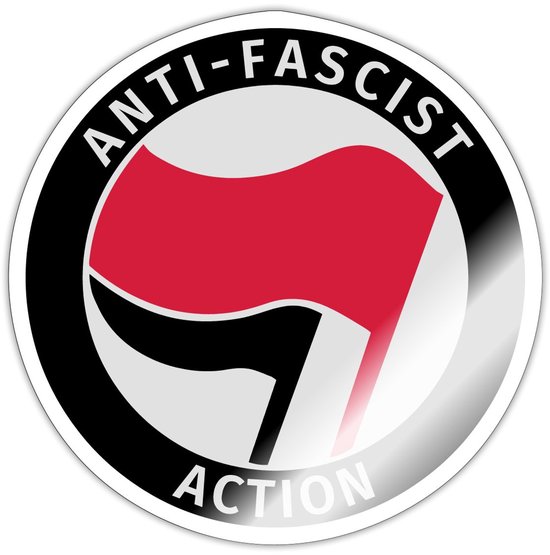 Anti-Fascistisch Actie Embleem Met Rode Vlag Sticker maat S (10 x 10 cm)