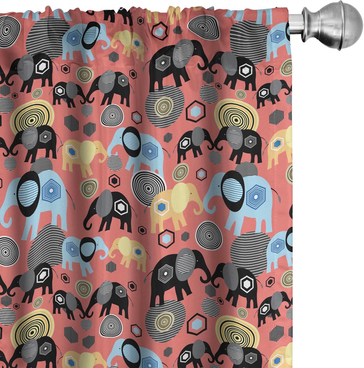 ABAKUHAUS olifanten-gordijnen – 2x75x175 cm – microvezel – halfschaduw – veelkleurig Mehrfarbig