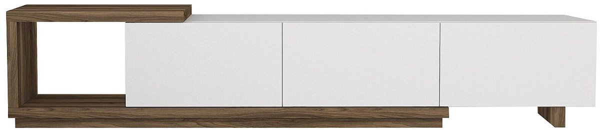 Vente-unique Tv-meubel met 3 lades en 1 nis - Wit en naturel - DUKIAN Natuurlijk licht, Wit