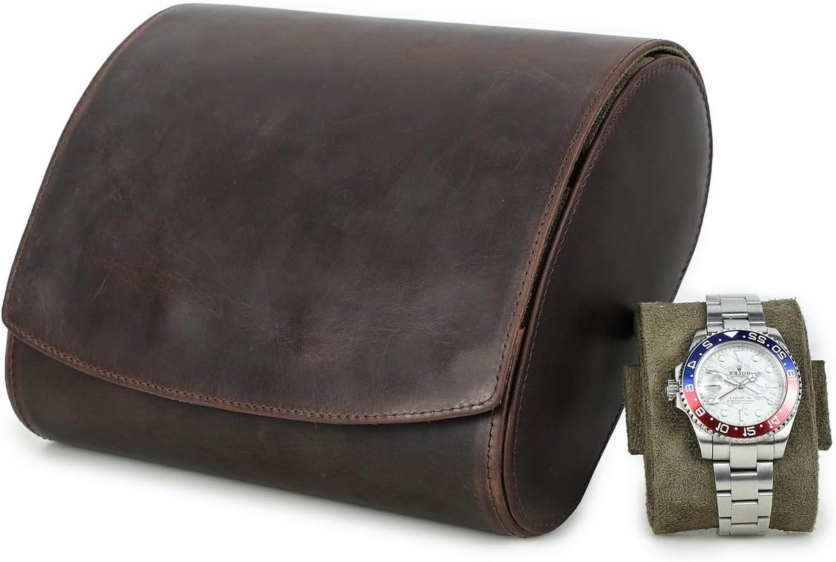 Cosensi - Horloge Opbergtas van Leer voor 6 Horloges | Draagbare Horloge Display Box met Verwijderbare Kussen | Beschermende Organizer | Luxe Horloge Opbergdoos