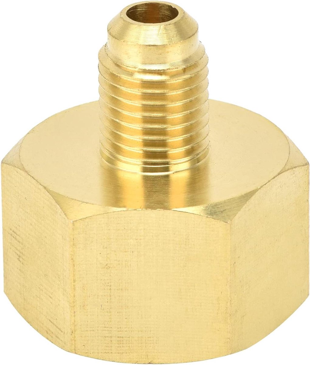 Koelmiddeladapter W21 naar 1/4SAE - Airconditioner Adapter - R32 R134A - Messing Adapter.