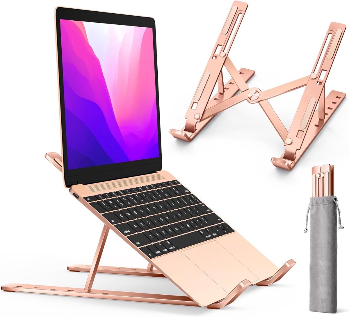 Stunq® Robuuste en Verstelbare Laptopstandaard voor Comfortabel Werken - 6 Hoogteposities