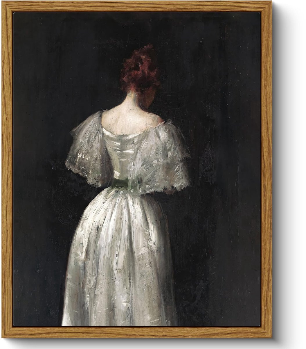 Stunq® Vintage Canvas Schilderij met Lijst - Klassieke Wanddecoratie voor Woonkamer, Slaapkamer, Badkamer, Keuken en Boerderijkamer, Esthetisch Dame Portret, Klein Formaat 20 x 25 cm