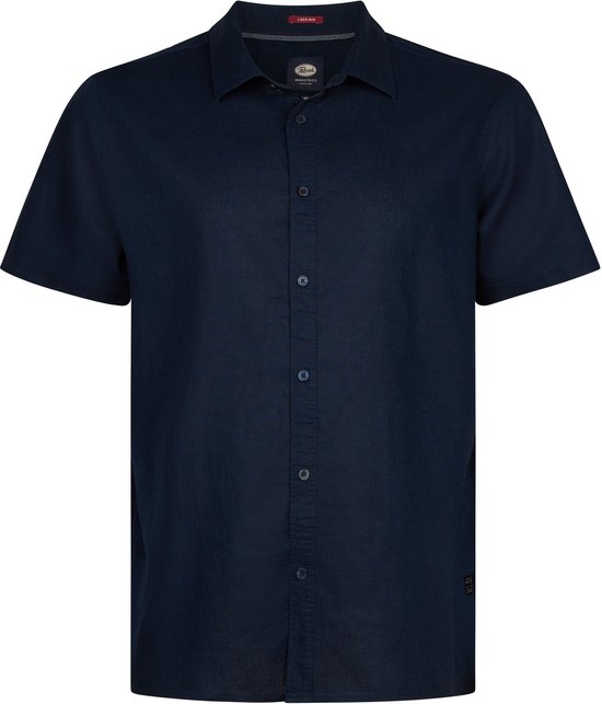 Petrol Industries - Heren Plus Size Effen overhemd met korte mouwen Baja1000 - Blauw - Maat 3XL