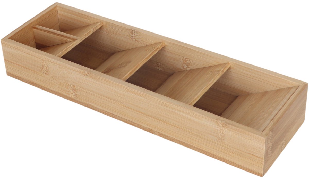 Bestekorganizer - 40x6x12 cm - naturel - met vakken