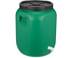Garronda 60L met Kraan Kunststof Trommel Met Deksel - Vat - HDPE - Voedselvat - Tuin Hobbock – Groen - GD-DOL-Barrel-Green