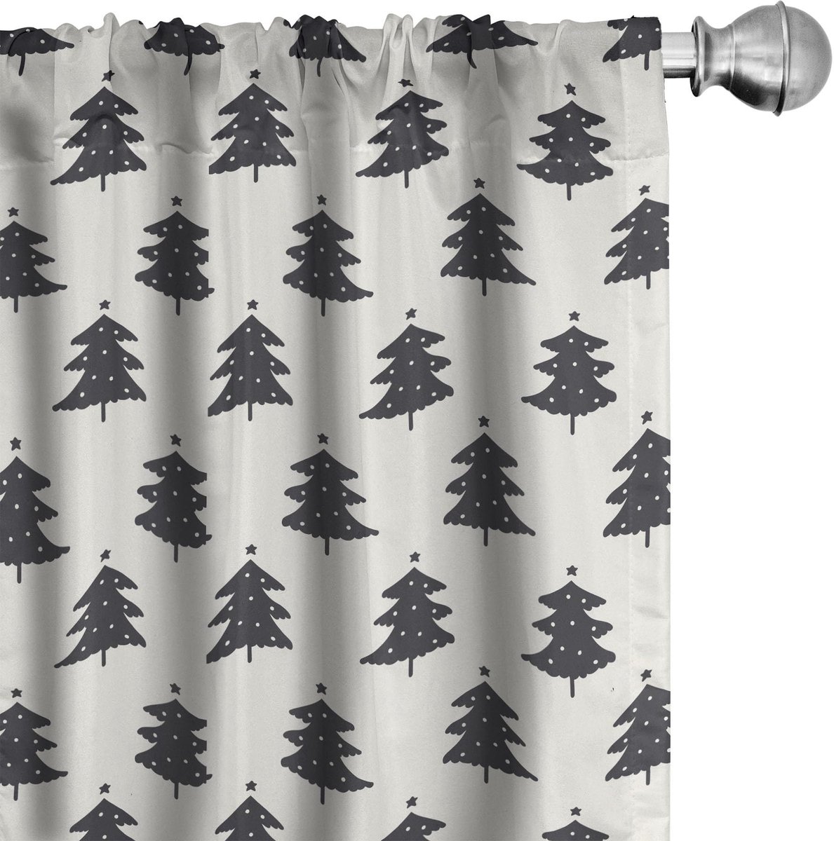 ABAKUHAUS Kerstgordijnen – 2x 75x245 cm – Koksgrijs & Ivoor – Raamdecoratie Koksgraue