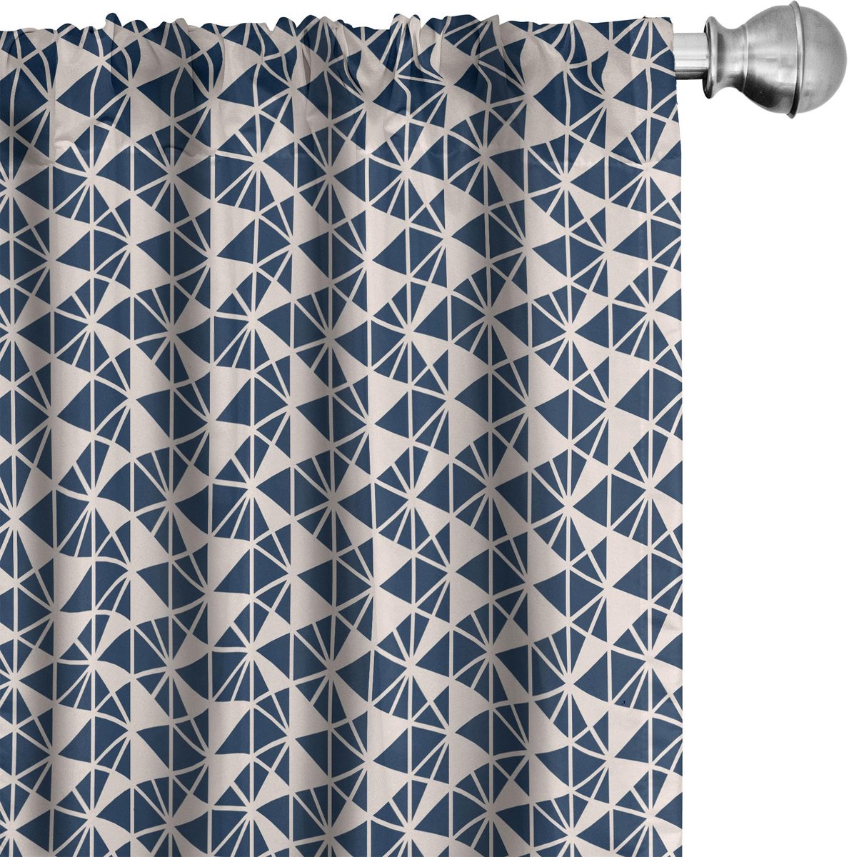 ABAKUHAUS Geometrische gordijnen – 2x75x225 cm – microvezel – Champagne/Nachtblauw