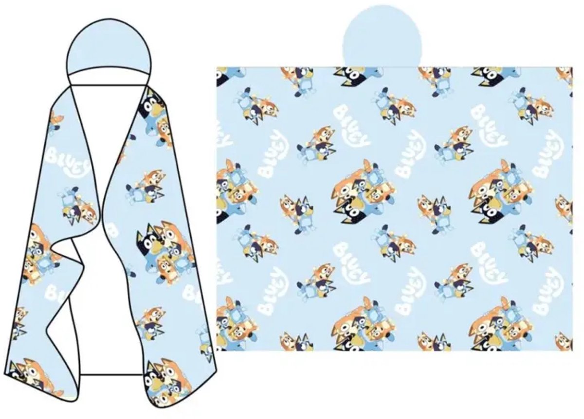 Bluey fleece plaid met capuchon 120 x 150 cm - polyester