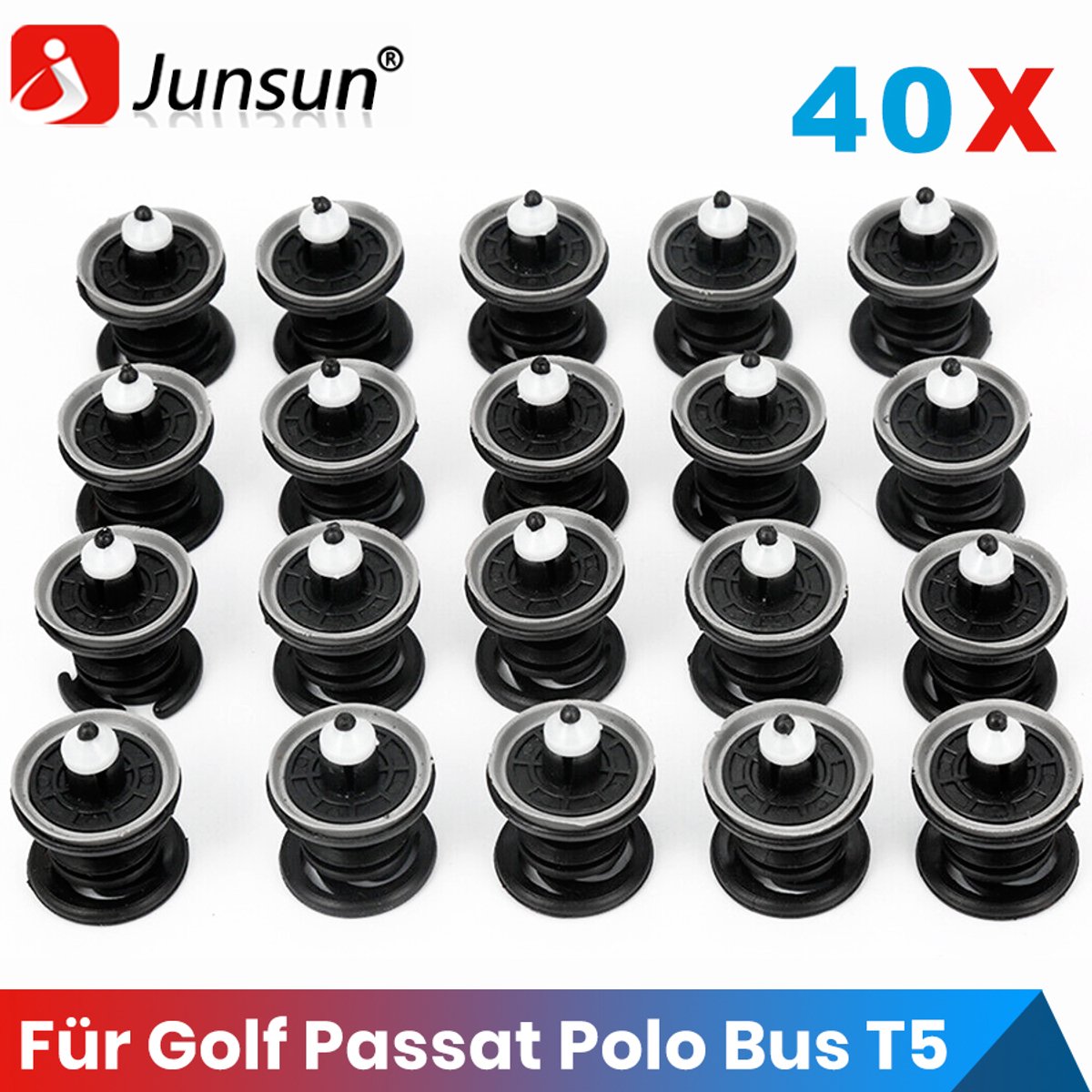 JUNSUN 40 stuks deurpaneel bevestigingsclips, bevestigingsclips voor deurpanelen, klemmen voor deurpaneel clips, bevestigingsclips voor VW Golf 5 6 7 Passat Polo Bus T5 Caddy Touareg, A1 A4 A5 A6