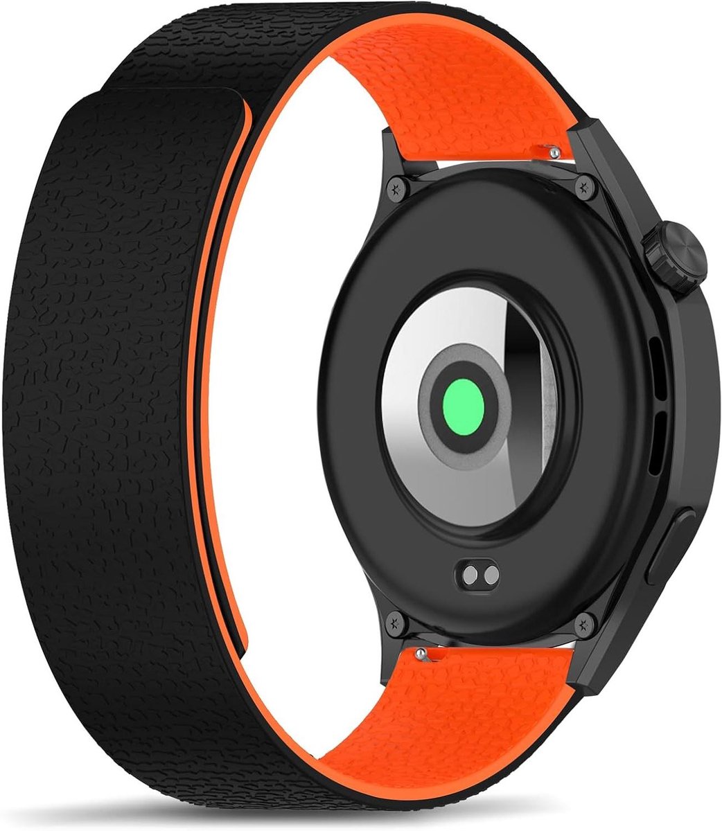 Cosensi - Sportief 22mm Siliconen Horlogebandje voor Xiaomi Watch - Zwart-Oranje, Magnetisch, Comfortabel