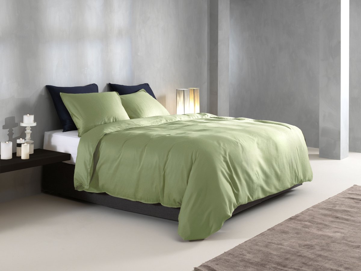 Zohome Dekbedovertrek Satinado - Deken - Dekbed - Groen - 100% Katoen-Satijn - Uni - 1 sloop 60/70 cm Sage Green