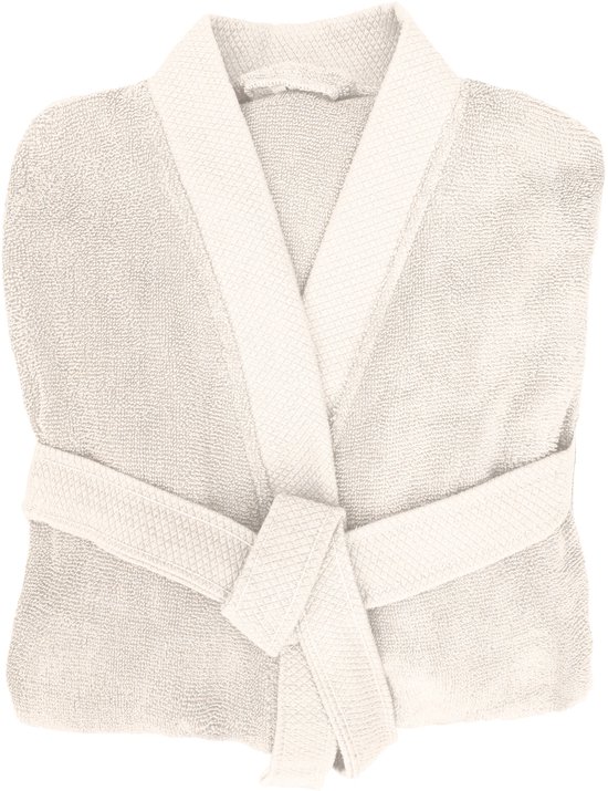 Heckettlane Badjas Katoen Premium - Off White - Maat L - Badjas 100% Katoen - Badjas / Kamerjas Dames - Badjas / Kamerjas Heren