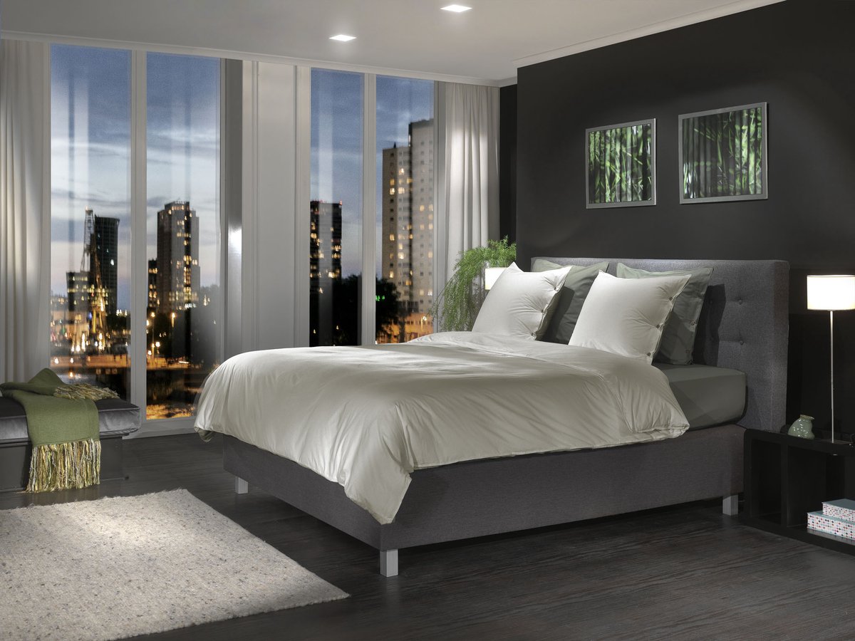 Yellow Percale Dekbedovertrek - Tweepersoons - Percale - 200x200-220 cm - Grijs