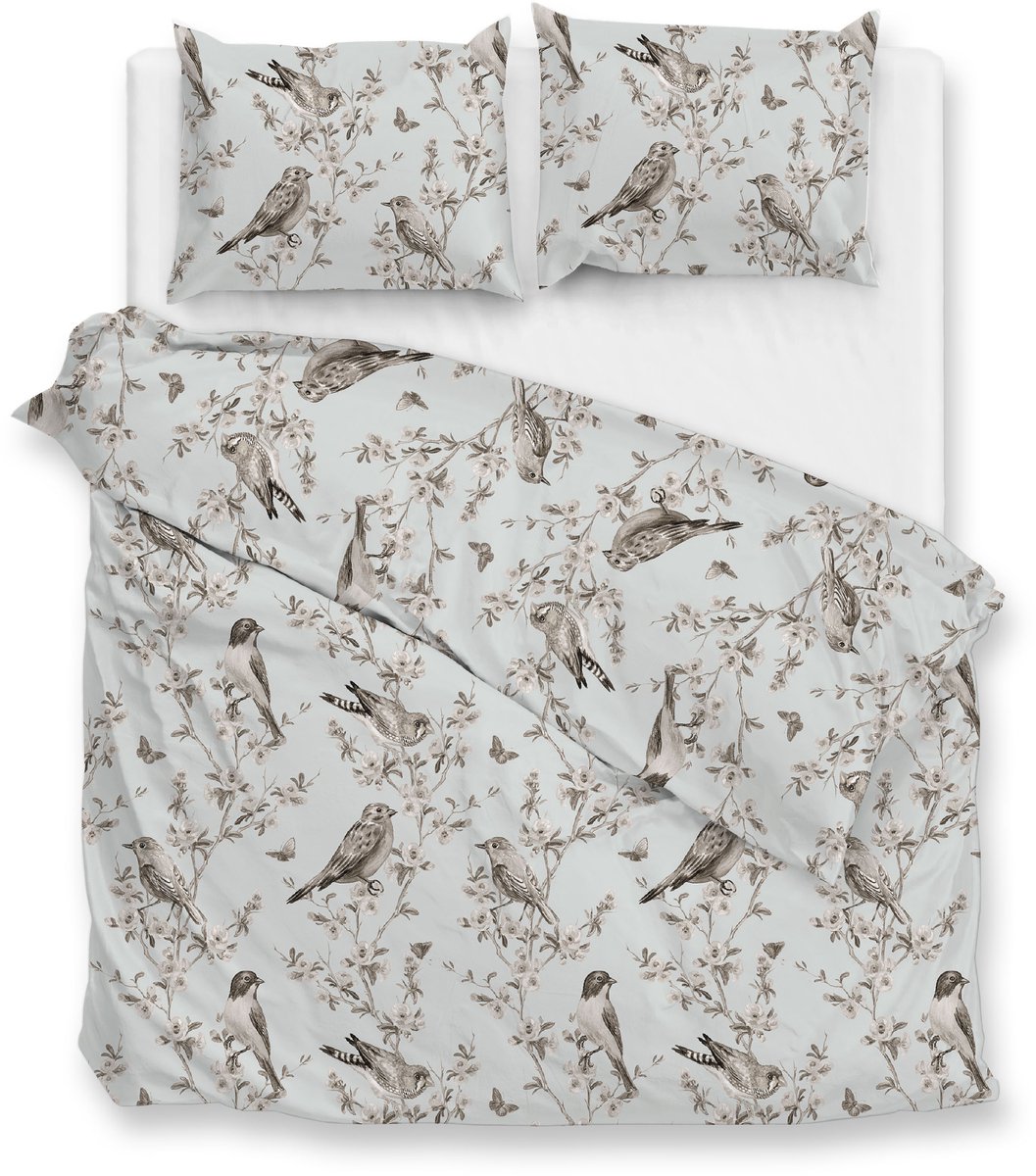 Zohome Dekbedovertrek Uccello - Bedlinnen met Takken print - Grijs - Dekbedhoes van 100% Katoen-Flanel, foto 3