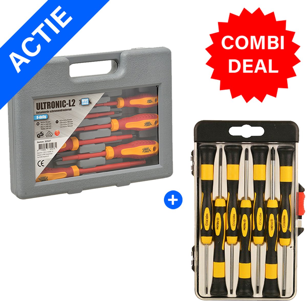8-delige VDE Schroevendraaierset + 7-delige Precisie Schroevendraaierset - Combideal