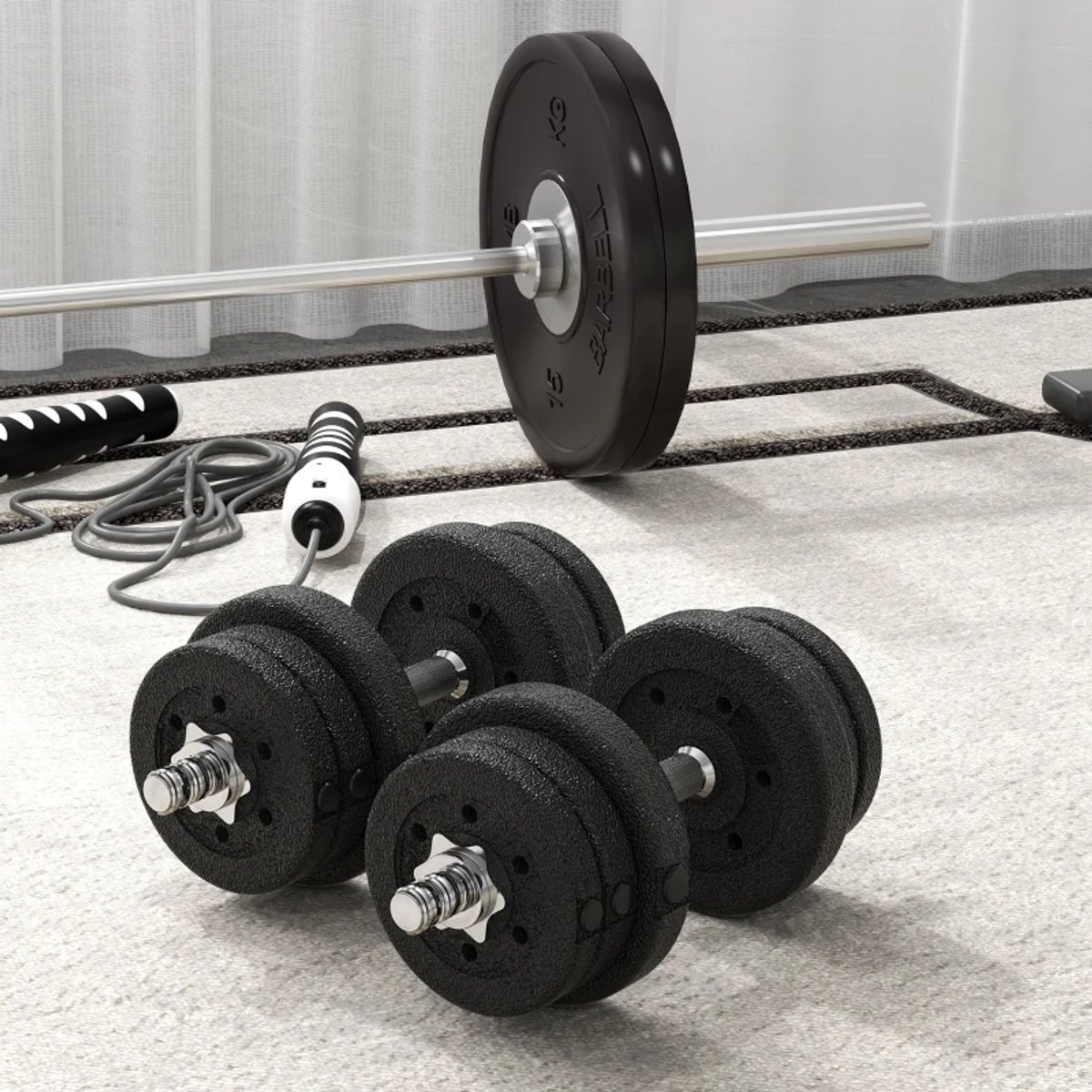 Dumbbells 25 kg - Halter - met 12 Gewichtsschijven - Gewichten Set - Halterset - Krachttraining - Fitness - Gym - Geschikt voor Thuis en Sportschool - Zwart – foto 3