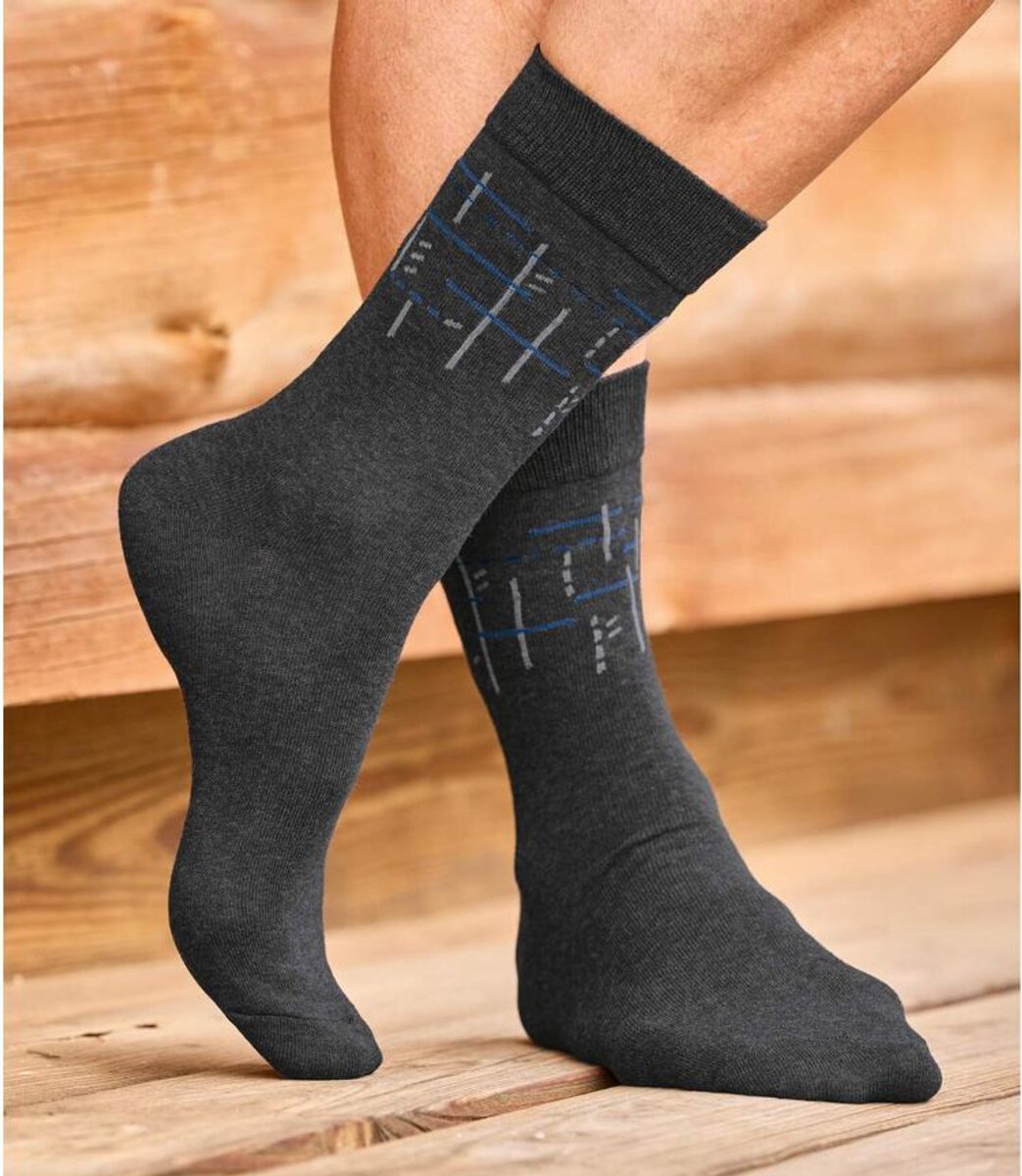 ATLAS FOR MEN - Set van 4 paar sokken met jacquardmotief - Heren - Verkrijgbaar in grote maten - 39/42